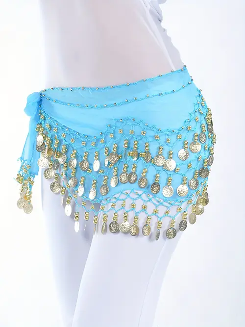 1pc belly dance hip scarf womens candy color belly dancing scarf with 128 gold for