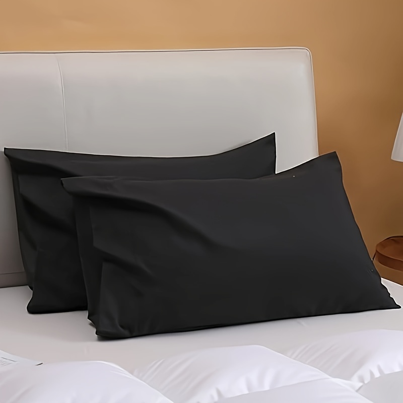 

Of 2, Solid Color 90g Brushed Pillowcase, Rectangular With Envelope Closure, Super Soft And Breathable Pillowcase, Machine Washable, Suitable For Bedroom, , Hotel, Etc. Black, 20x30 Inches