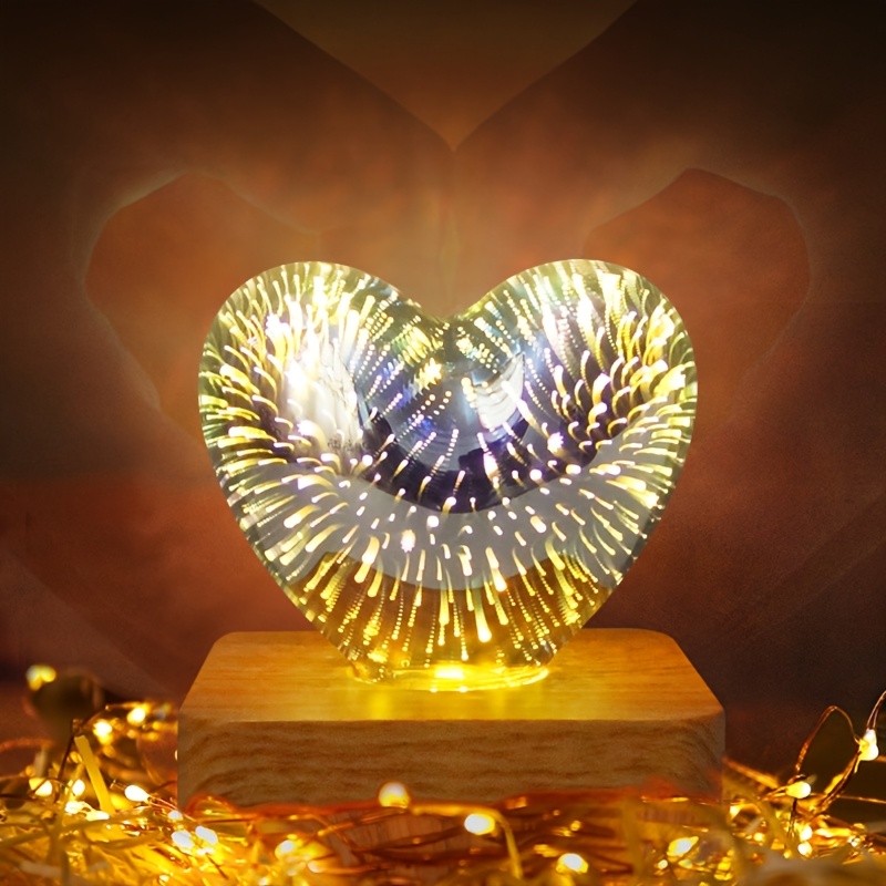 AGM Lampada LED a Forma di Cuore, Stampa 3D, Dimmerabile a 16 Colori, Telecomando e Interruttore Tattile, Ricaricabile USB, Lampada da Notte per Camera da Letto, Soggiorno, Caffè