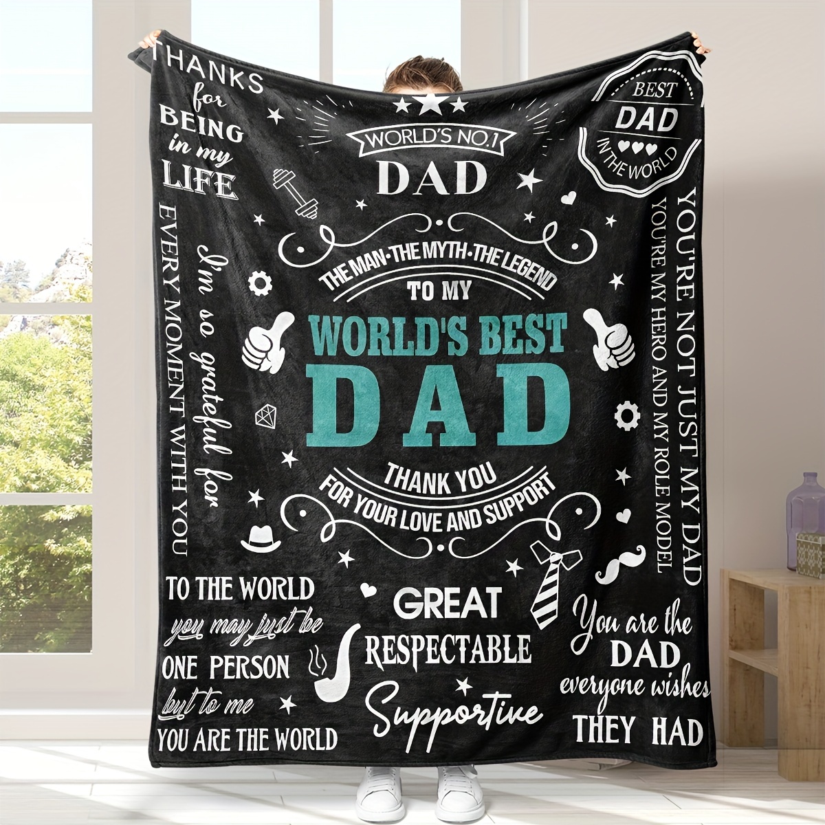 

1pc Print Gift Blanket For Dad, Flannel Blanket, Soft Warm Throw Blanket Nap Blanket For Couch Sofa Office Bed Camping Travel, Multi-purpose Gift Blanket For All Season