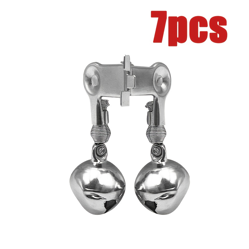 TEMU 7pcs Dual-bell Fishing Bite Alarm Bells, Clip-on Adjustable Clamp Rod Tip Bite Indicators, Loud Metal Fishing Alarm Reminder, For Freshwater