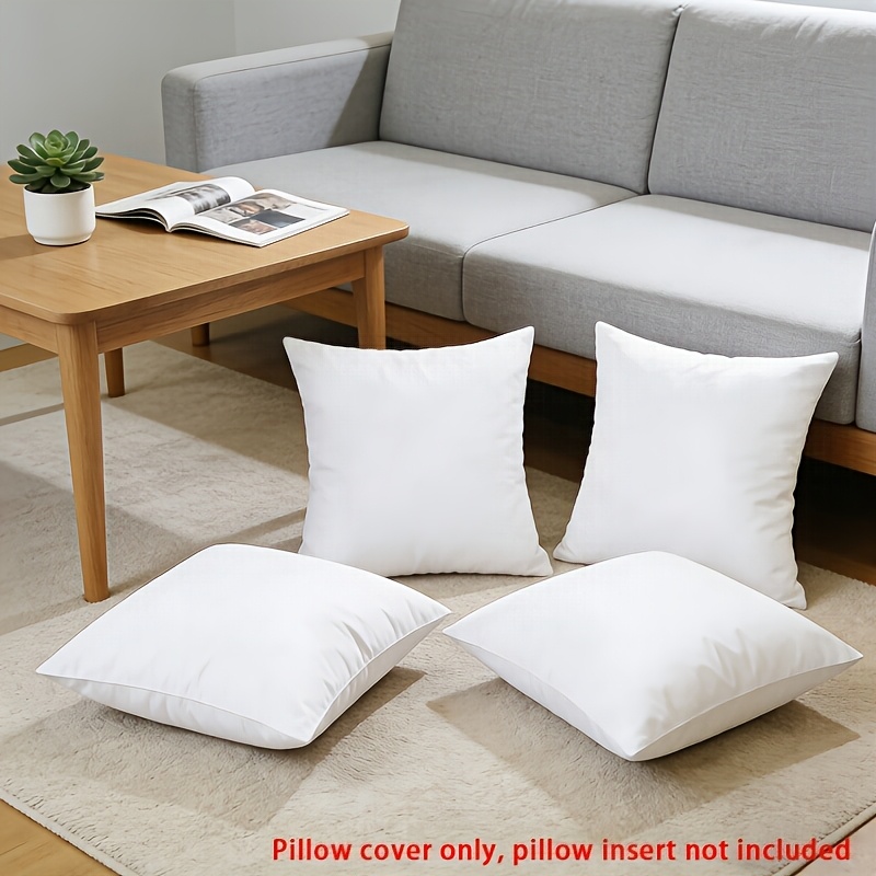 4pcs White Pillowcases - Soft And Durable Polyester Fabric, Washable Square Pillowcases, Suitable For Sofas, Beds, And Holiday Decorations, With Zipper Closure, Pillow Inserts Not Included
