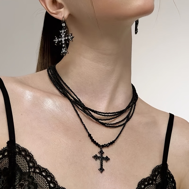 Dark Princess-inspired Cross Multi-layered Stackable Necklace, Fashion Accessory