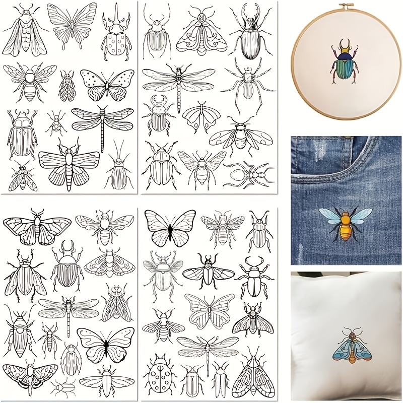 TEMU 51 Small Water-soluble Embroidery Patterns, Insect , And Themes, And Sewn, Water-soluble Transfer Paper, Suitable For Beginner Hand Sewing, Size