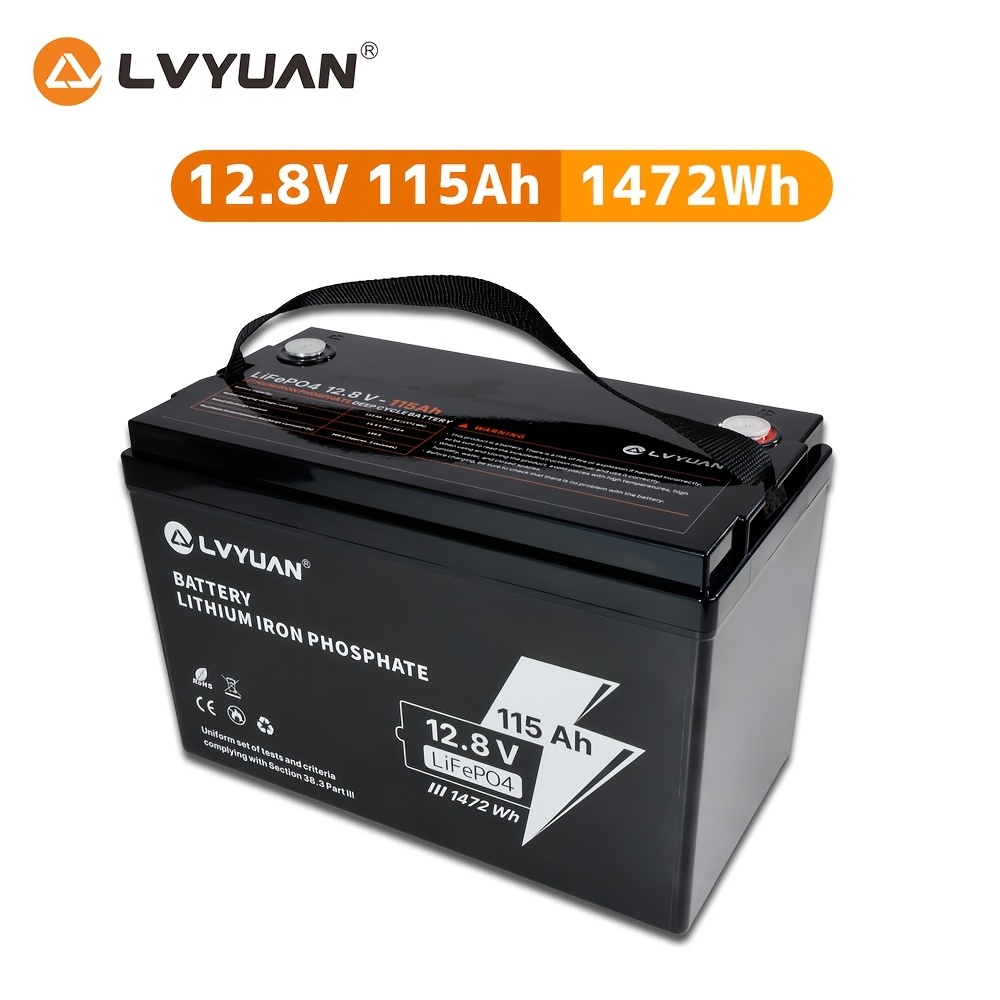 Image of Lvyuan 12v 115ah Lifepo4 Lithium Battery, Deep Cycle Solar Battery With Low-temp Protection, 120a Bms, 1472wh, 15000 Cycles, 10-year For Rv, Marine, Trolling Motor, Marine, Solar Use