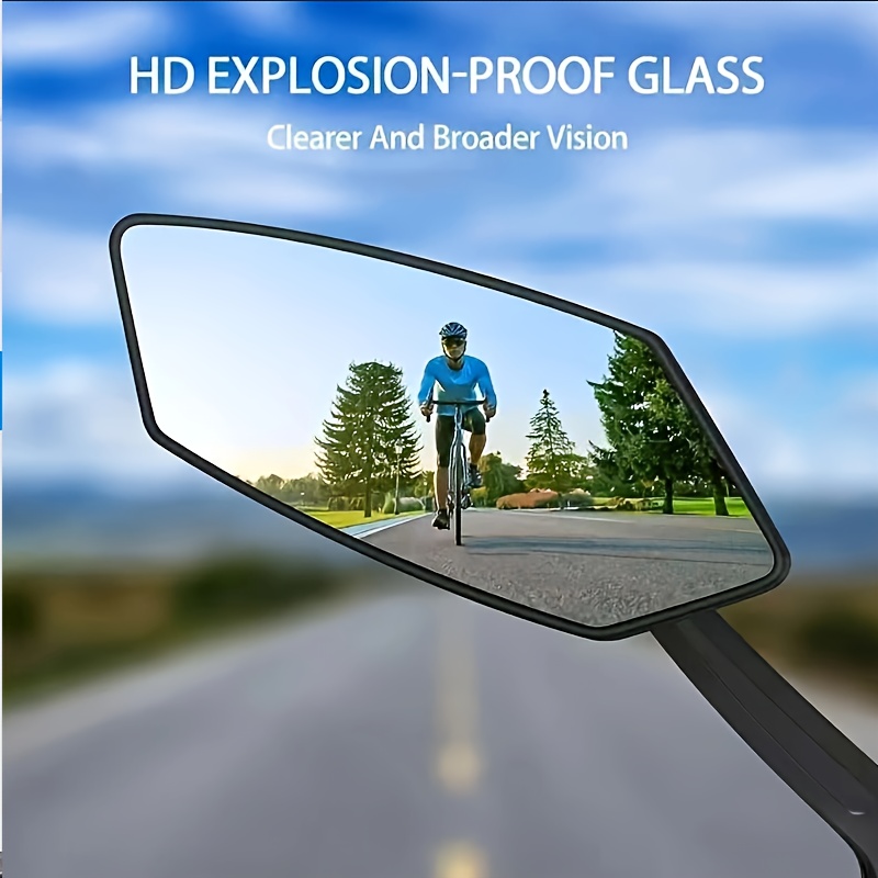 2 buc. Oglinzi Retrovizoare pentru Bicicletă cu Unghi Larg HD - 360° Reglabile, Potrivite pentru Trotinete și Biciclete Oglindă Reflectoare - ABS Durabil, Negru Rectangular cu Viziune Clară
