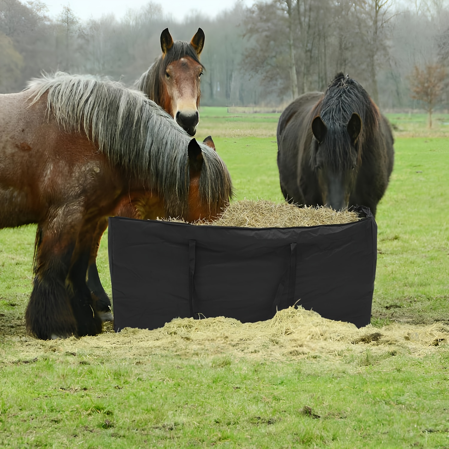 TEMU 1pc Bag, High Capacity Hay Bags For Horse Cattle Goats Sheep Supplies, Hay Bag, Extra Large Hay Storage Container, Black