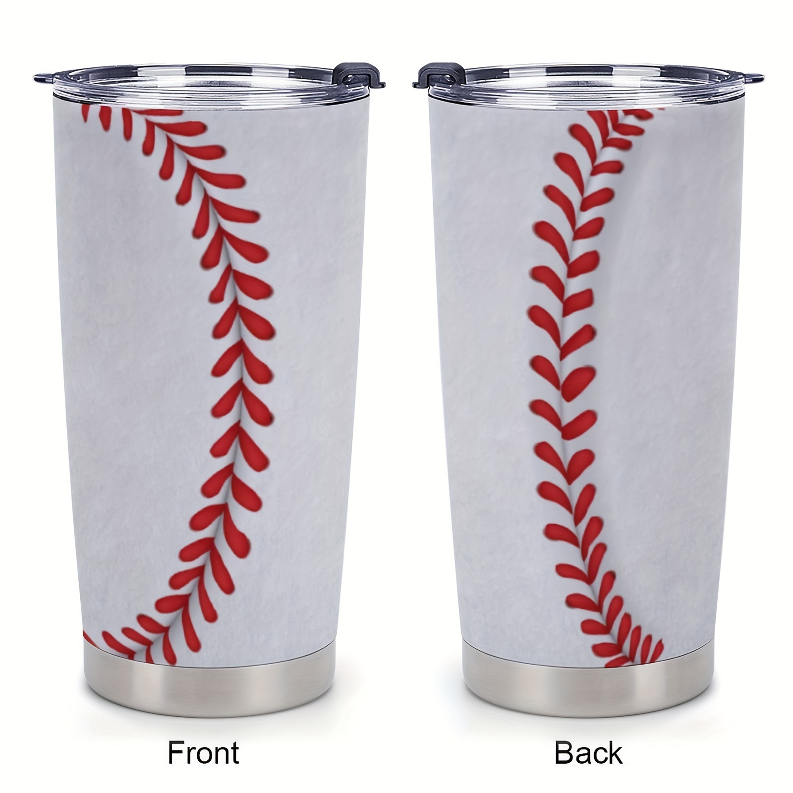 

20oz Baseball Themed Stainless Steel Tumbler - Reusable Insulated Coffee Cup With Lid, Double Wall Travel Mug, Hand Wash Only, Multipurpose Beverage Container