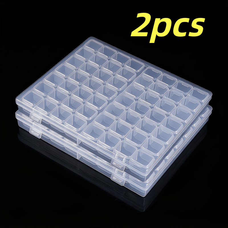 TEMU 2pcs Transparent 56-grid Compartment Jewelry Organizer, Diamond Painting Tool Bead Storage For Box, Independent Multi-grid Organizer, Rhinestone