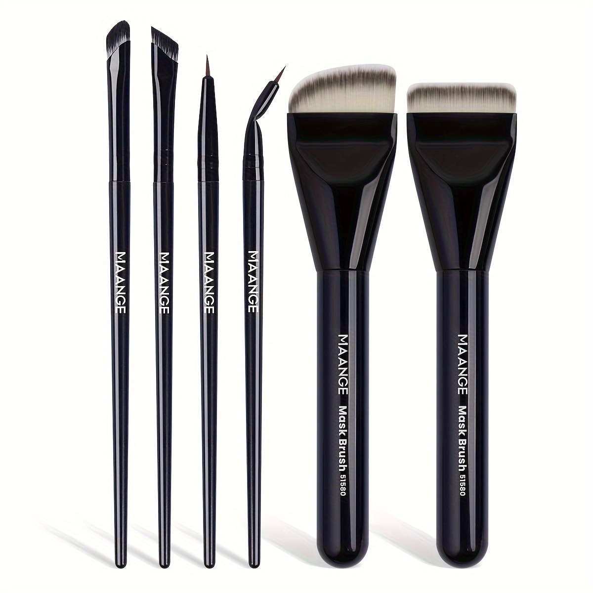 

Maange 6pcs Professional Makeup Brush Set - Includes Foundation, Eyeliner, Eyebrow & Facial Mask Brushes - Nylon For Types - Daily Use, Travel & Parties