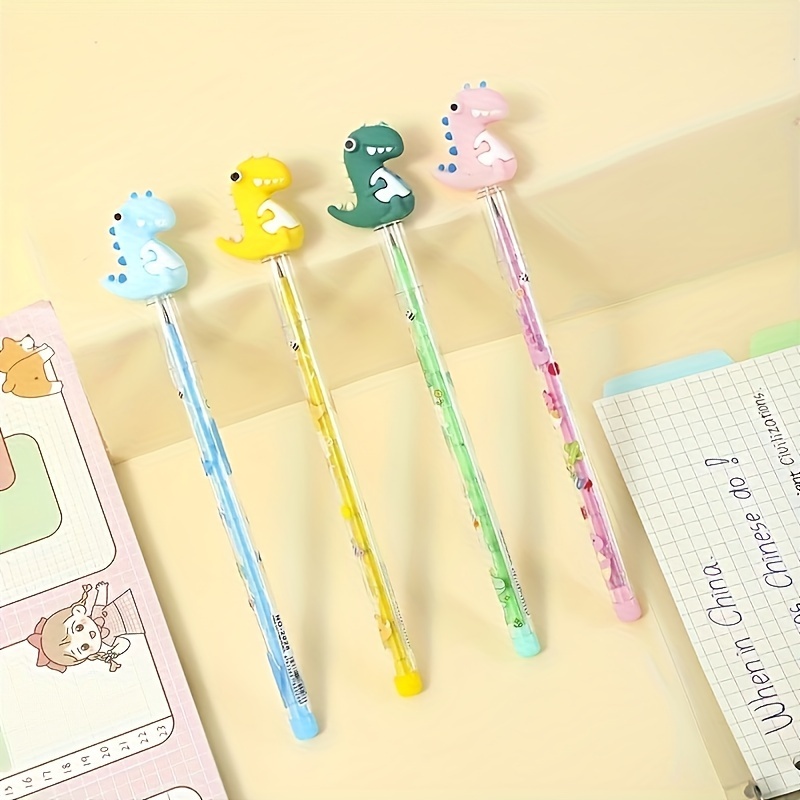 

[customer ] Erasable Cartoon Dinosaur-themed Mechanical Pencil With 11-section Refillable Lead, -on Cap, Medium Point - School & Office Use