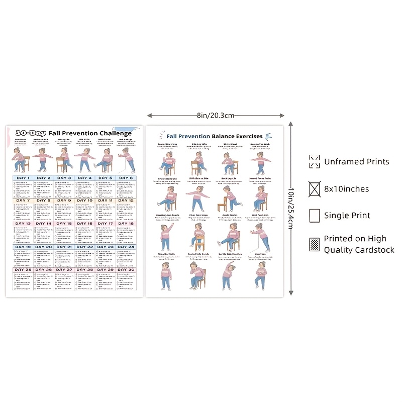 TEMU Deux affiches de fitness quotidiennes présentant des exercices et des d', 8X10 pouces, cadre, parfaites pour les entraînements à domicile des
