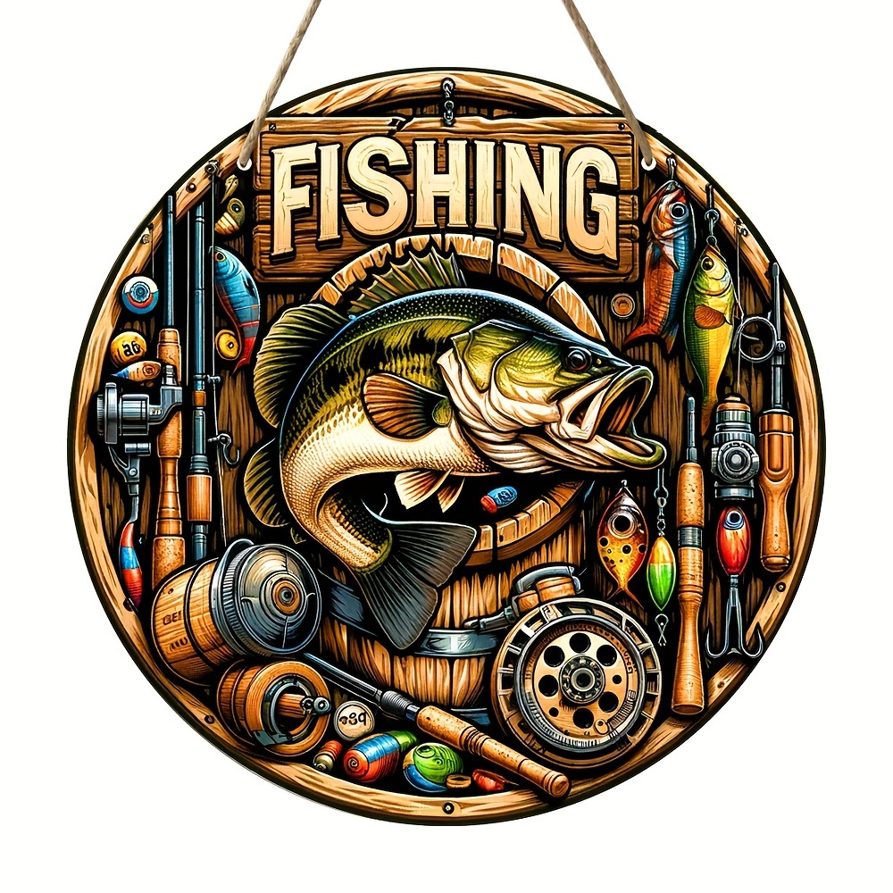 Fishing Enthusiasts Welcome Sign Fishing Round Wooden Sign - Temu