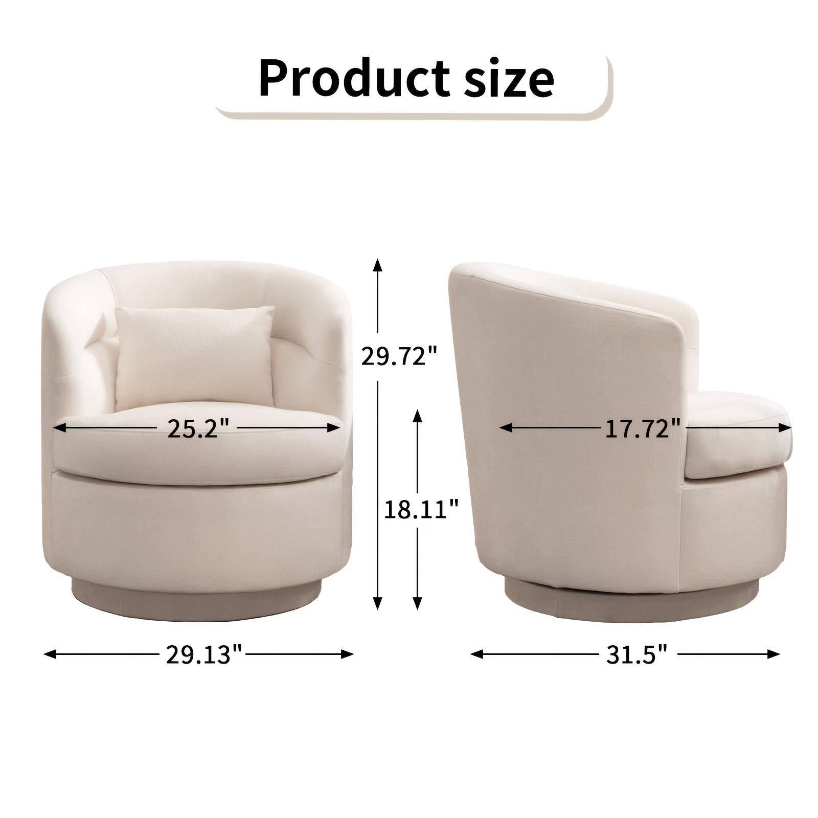 Beige Upholstered Swivel Chair with a Pillow, Perfect for Accenting Your Living Room, Bedroom, Or Reading Area