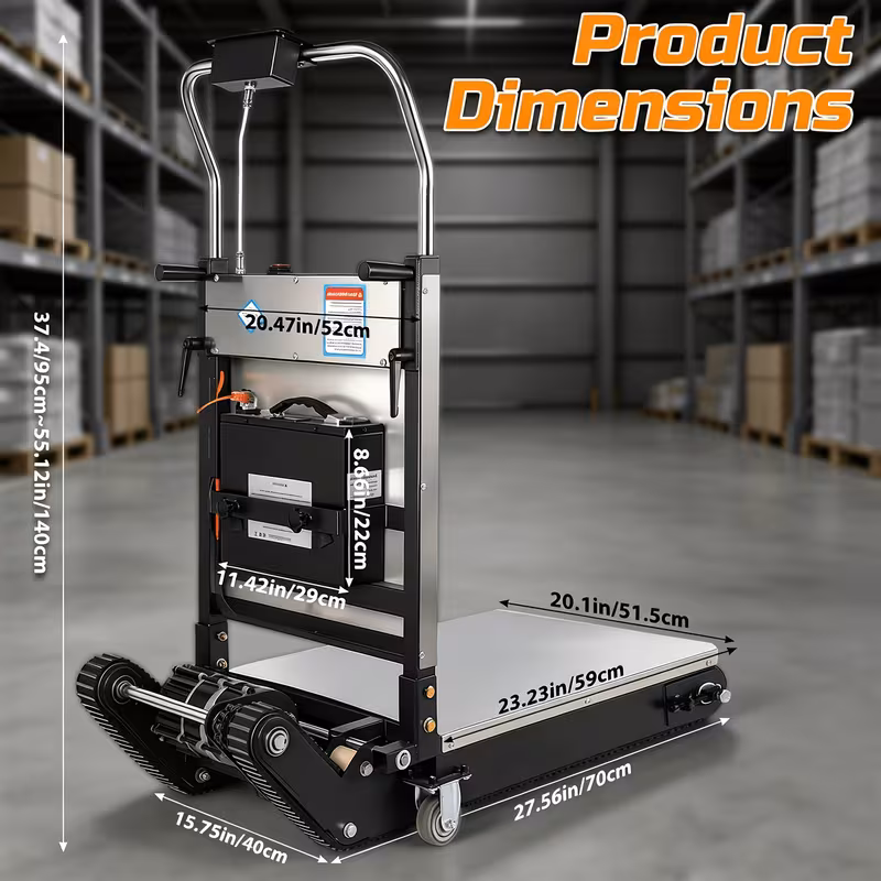 material handling stair climbing cart stair climbing cart 950 pound capacity adjustable tray angle telescopic handle suitable for home decoration and moving Product details 0