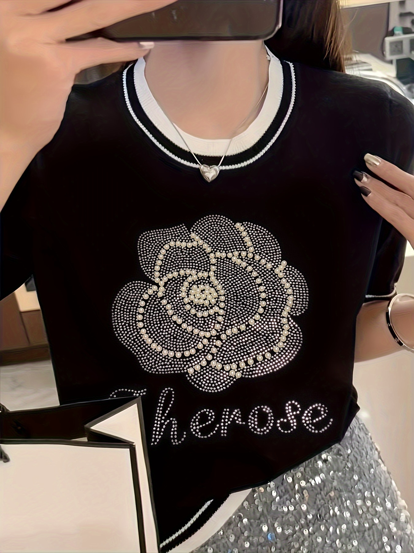 pull en à manches courtes col rond bordure Temu Switzerland