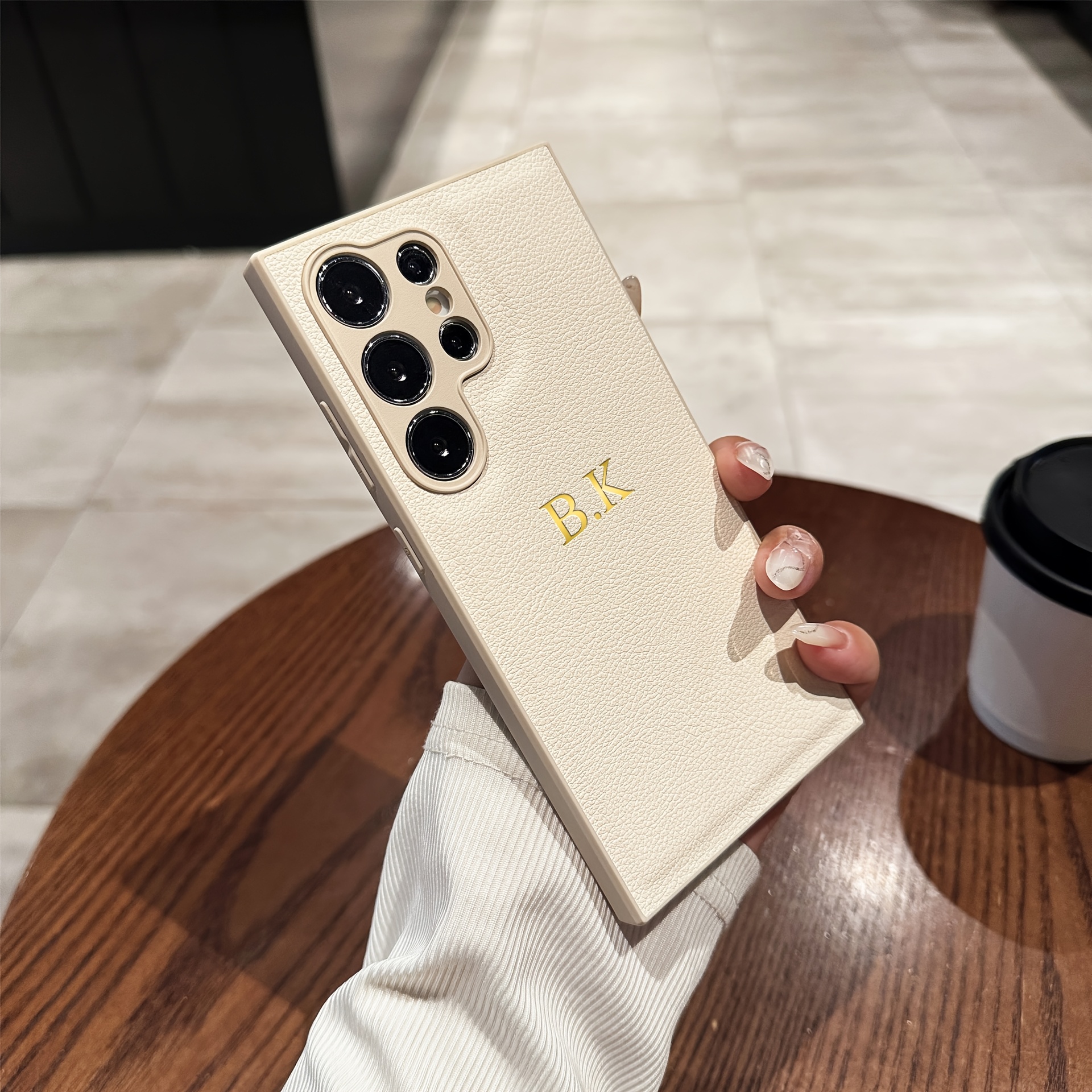 TEMU Phone Case: Personalized Phone Case For Galaxy S25 S24 S23 S22 S21 5g Customized Name Initials Letters 3d Embossed Engraved Golden Hot Stamping