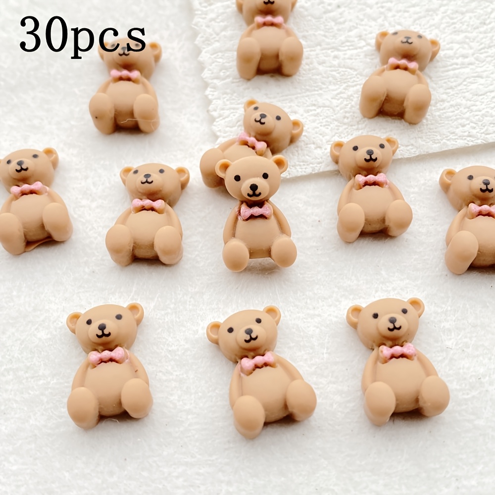Image of 10/30pcs Vibrant Kawaii Cartoon Bow Tie Bear Resin Decor - Adorable Mini Flatback Stones For Art Nails, Scrapbooking, Wedding Earring Decor And Christmas Decor Crafts - Animal Theme