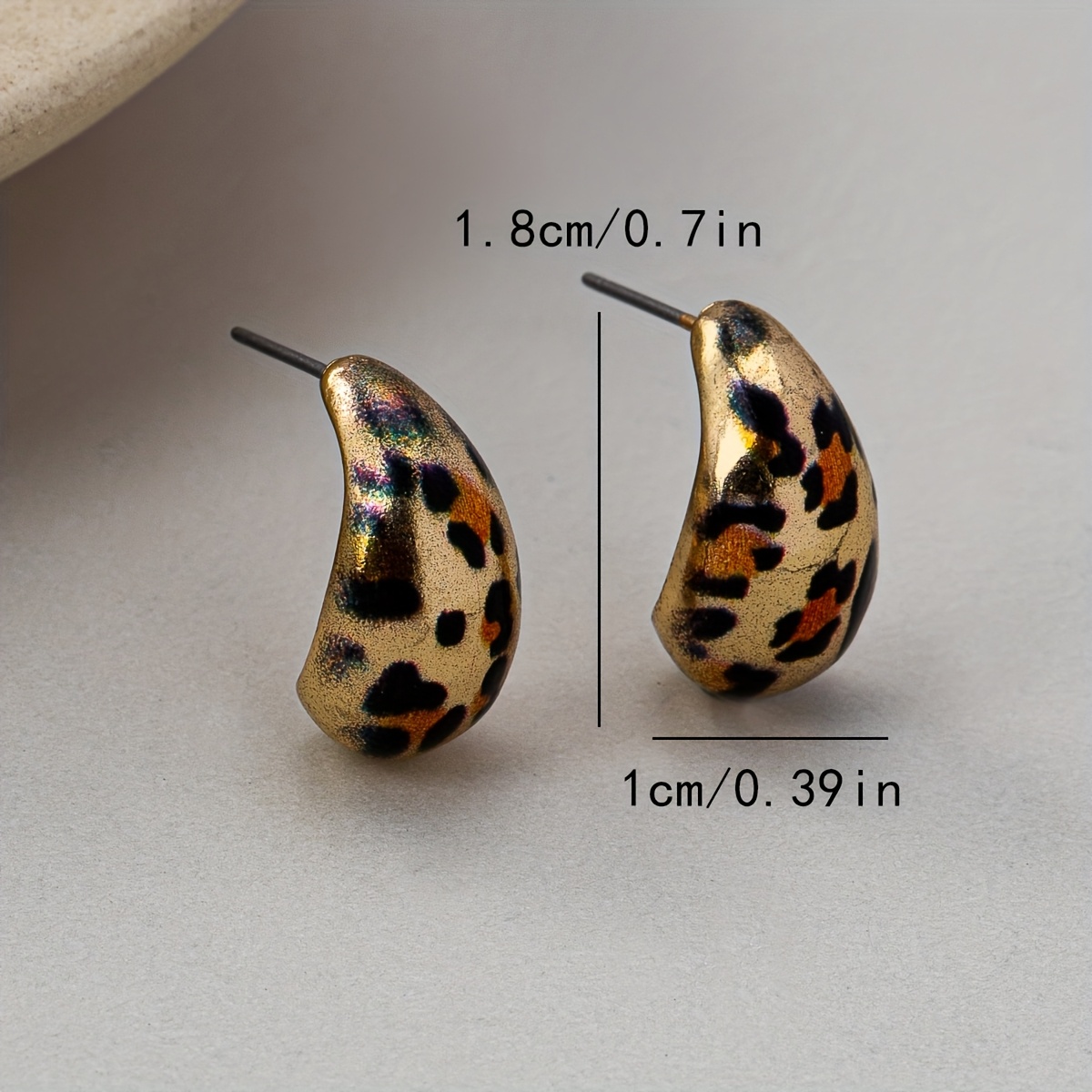 Women's Cute Leopard Print Water Drop Stud Earrings