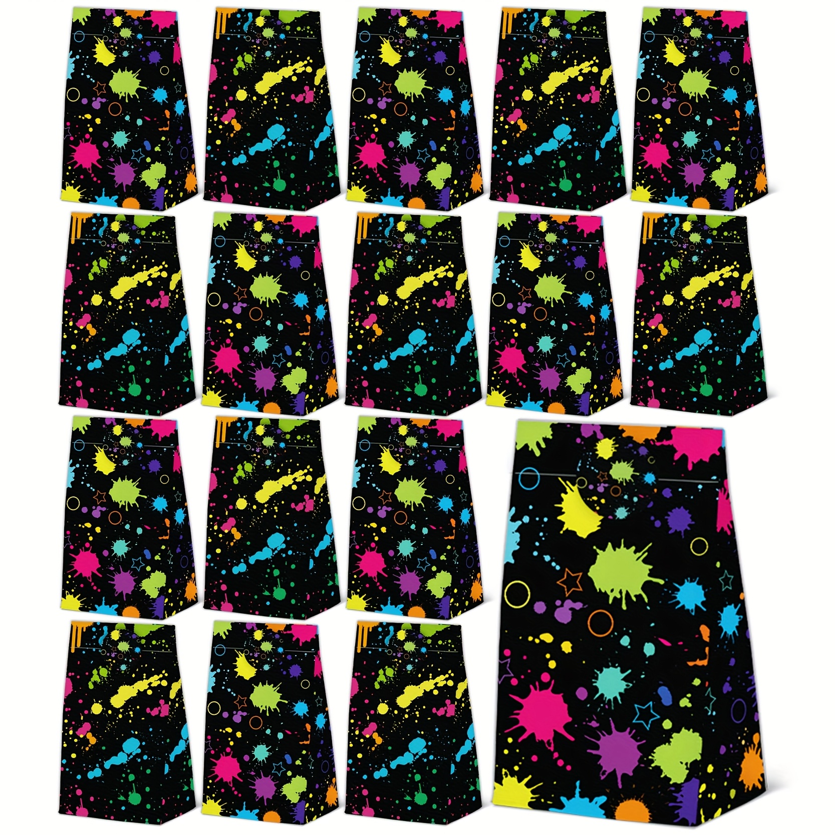 Image of 24pcs Neon For Party Bags Glow In The Dark Theme For Party Bags With Stickers -neon Themed Birthday For Party Favor Bags For Party Decoration Supplies