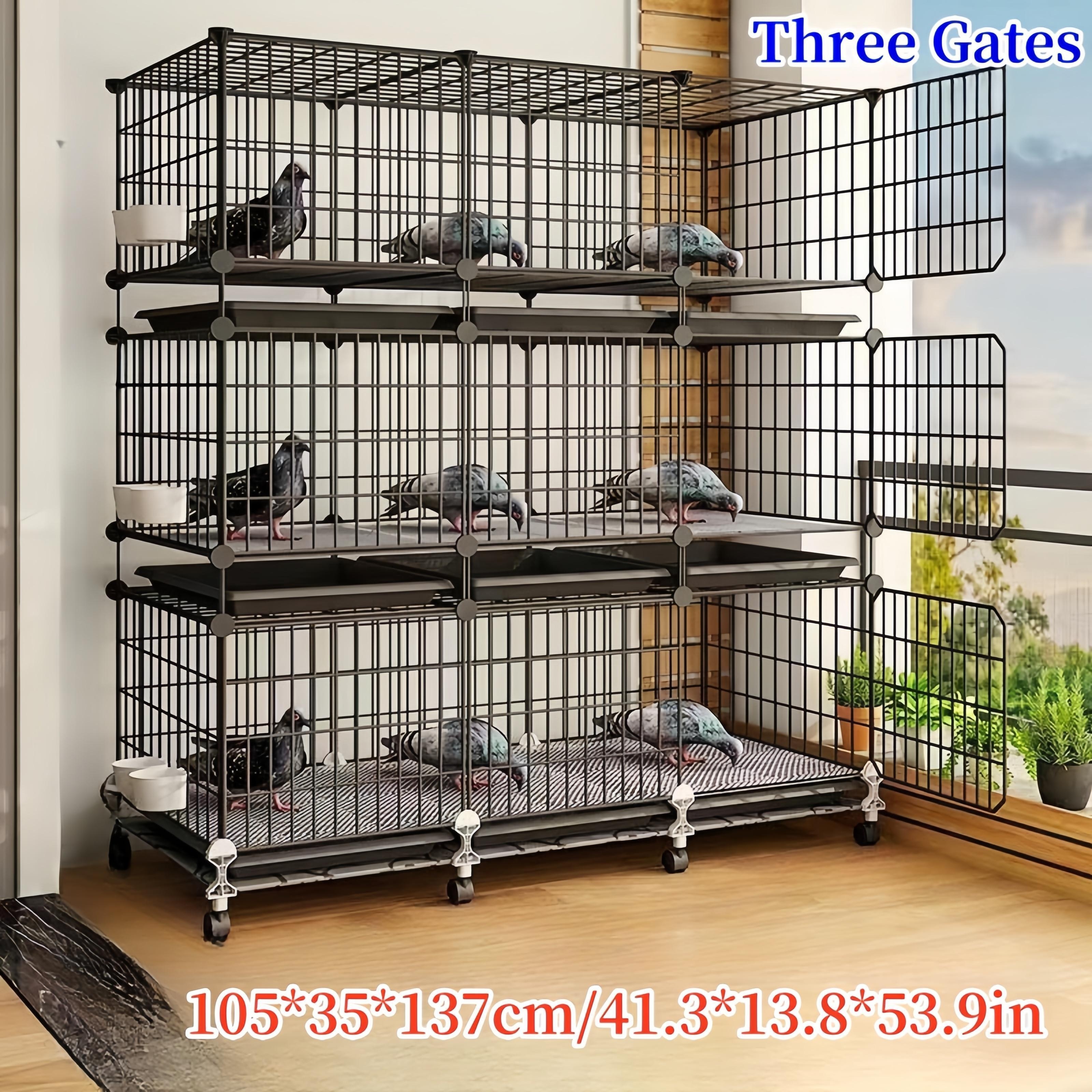 

3-tier 9-cell Large Metal Bird Cage, Encrypted Thickened Frame, Large Villa Aviary, Pet Bird Cage For Birds, 41.3x13.8x53.9in