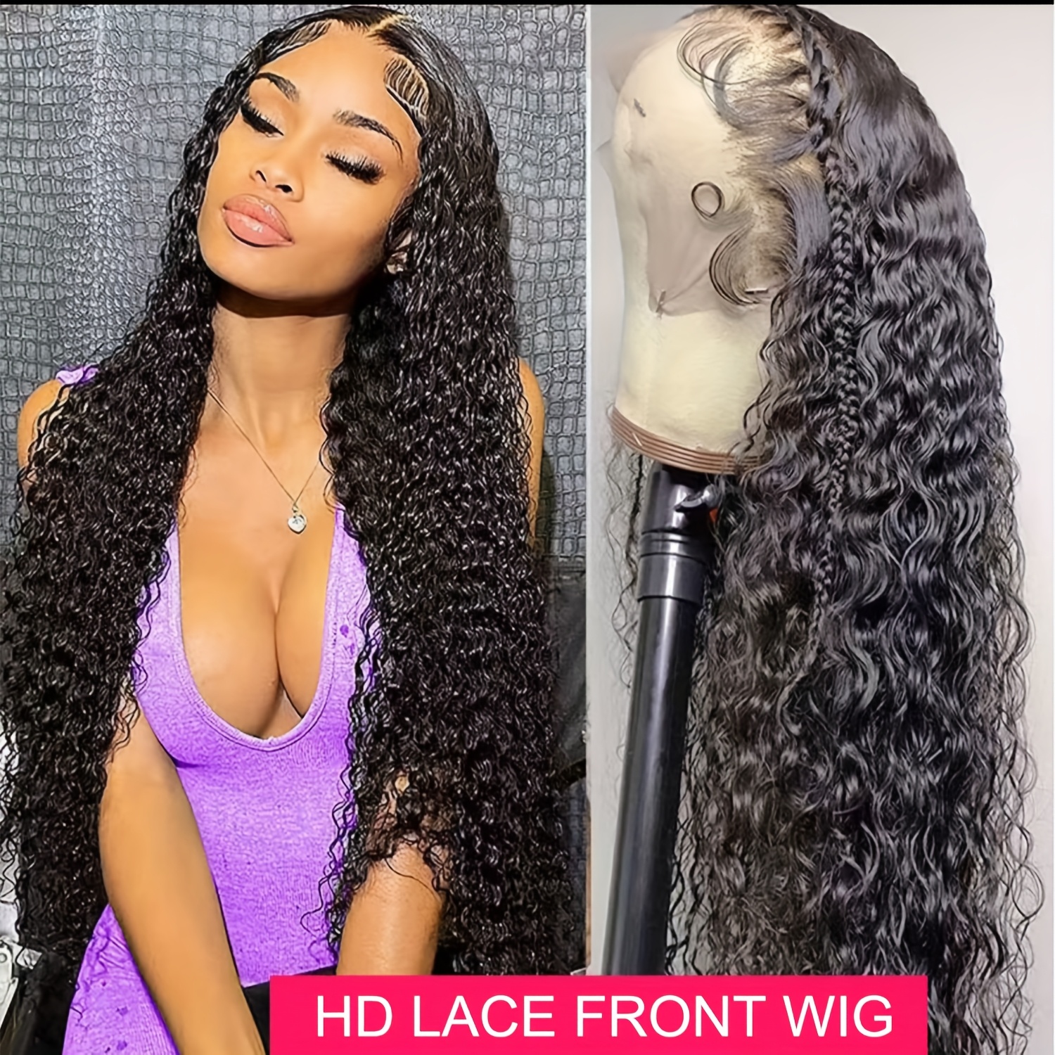 150 density deep wave lace front wig 13x4 hd transparent human hair wig for women with baby hair natural look elegant style suitable for all special occasion wig deep transparent lace design details 2