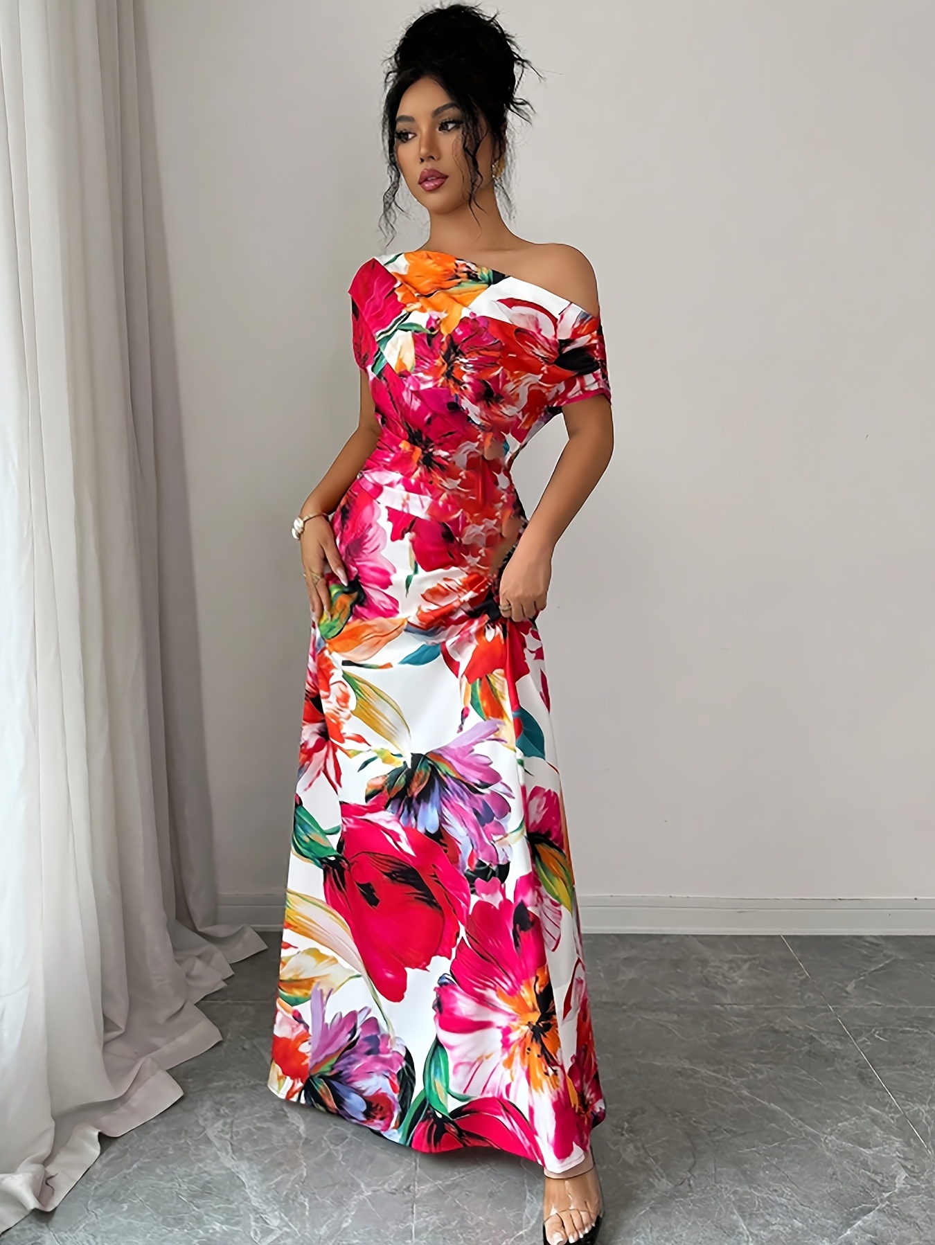 long sleeve cut out midi dress Hilaire red beaded long-sleeve cut-out knit Hug and shape your drawstring waist maxi dress Style:Flying Sleeves Champagne D Brown Floral Dresses: Chocolate