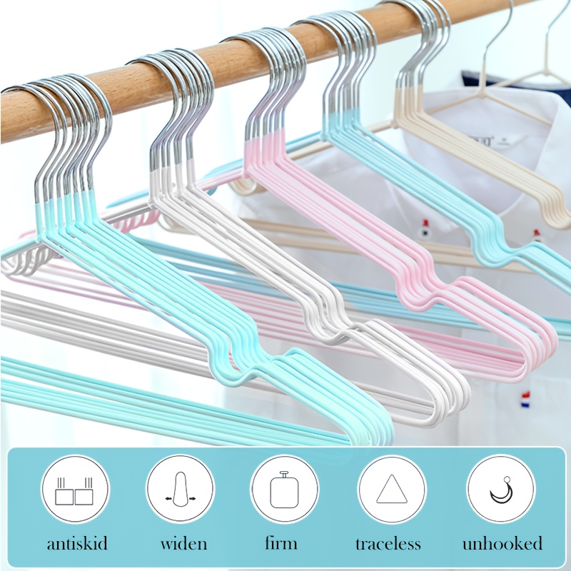 

Plastic Coated Iron Hangers 20 Pack With 10 Free Clips Non Slip Surface And For Any Garments