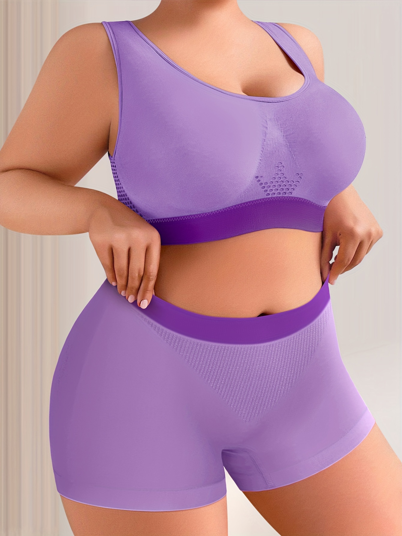 1pc Seamless Low Waist Panty Full Coverage Underwire-Free Comfortable Style Plus Size Bra in Rose, MIOTAN