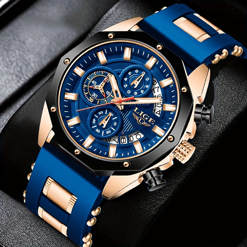 

2024 Premium Classic Men's Watch, Chronograph Calendar Luminous Quartzwatch, Outdoor Casual Waterproof Sports Watches, Suitable For Giving To Students Or Men