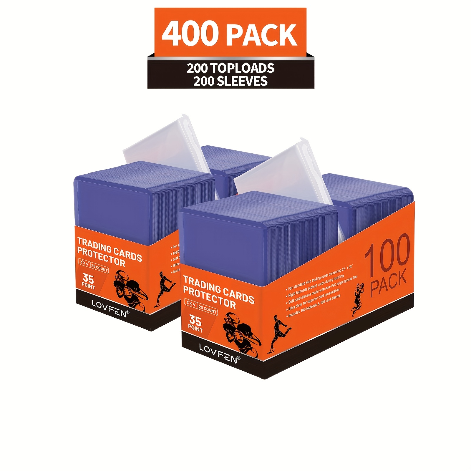 TEMU Lovfen Card Protectors, 3inch X 4inch Baseball Card Protectors, Suitable For Baseball And Football Cards (200 Hard Protectors And 200 Soft