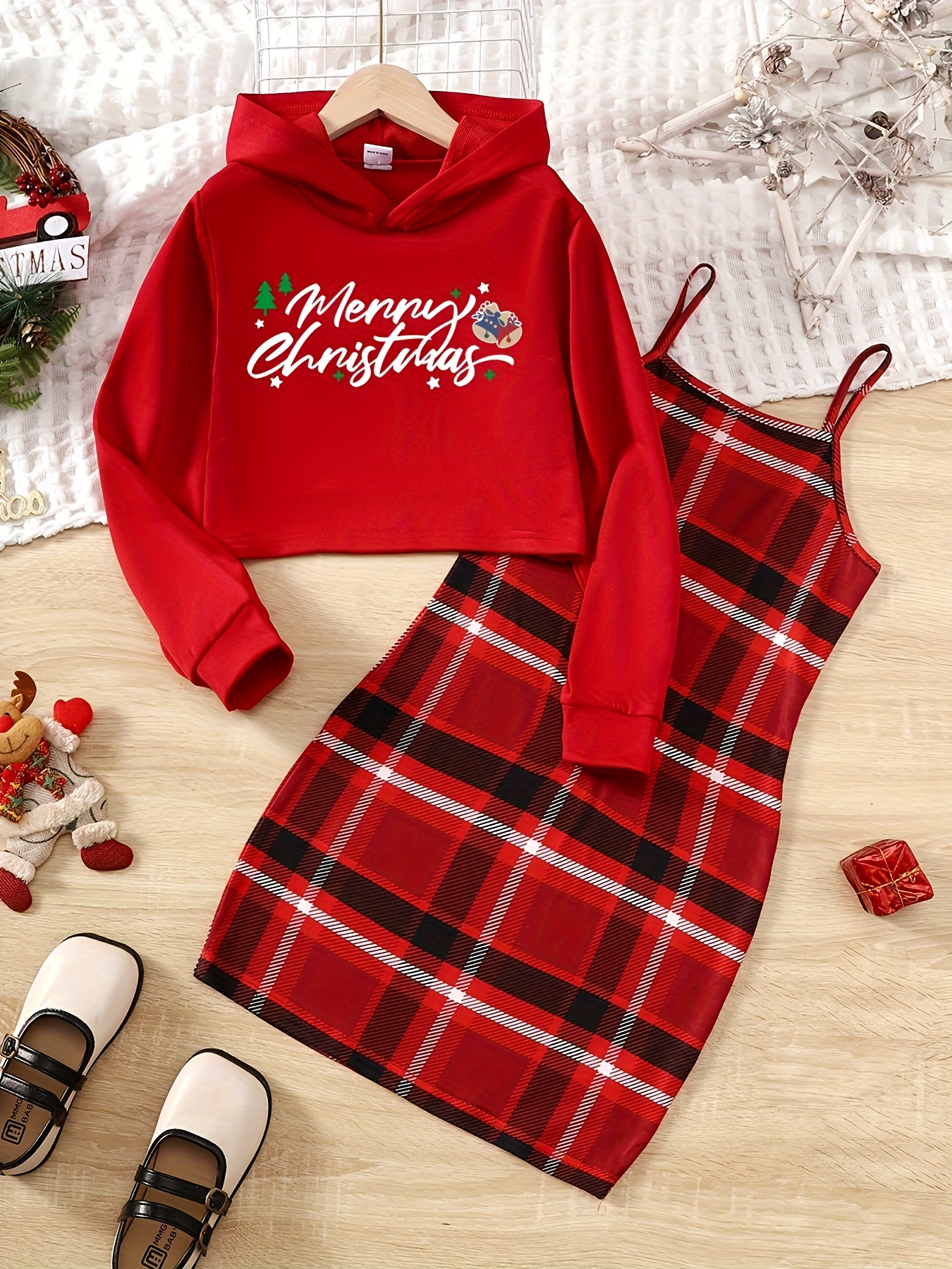 white christmas dresses Vintage Christmas Plaid Dress A-Line Party Tartan Dresses – yewendress main image 0