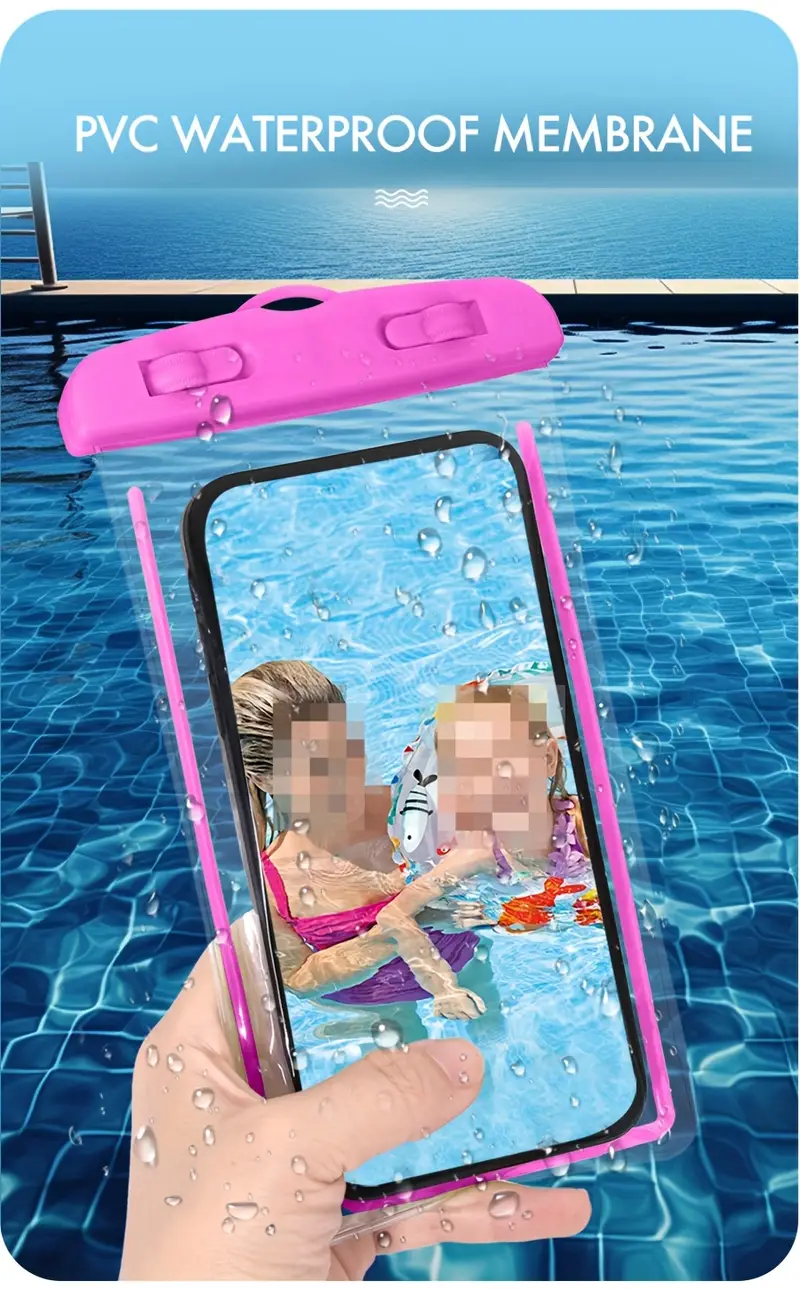 2件装夜光防水手机包触控萤幕游泳自封密封袋沙滩潜水摄影漂流透明防水手机壳 商品详情 2