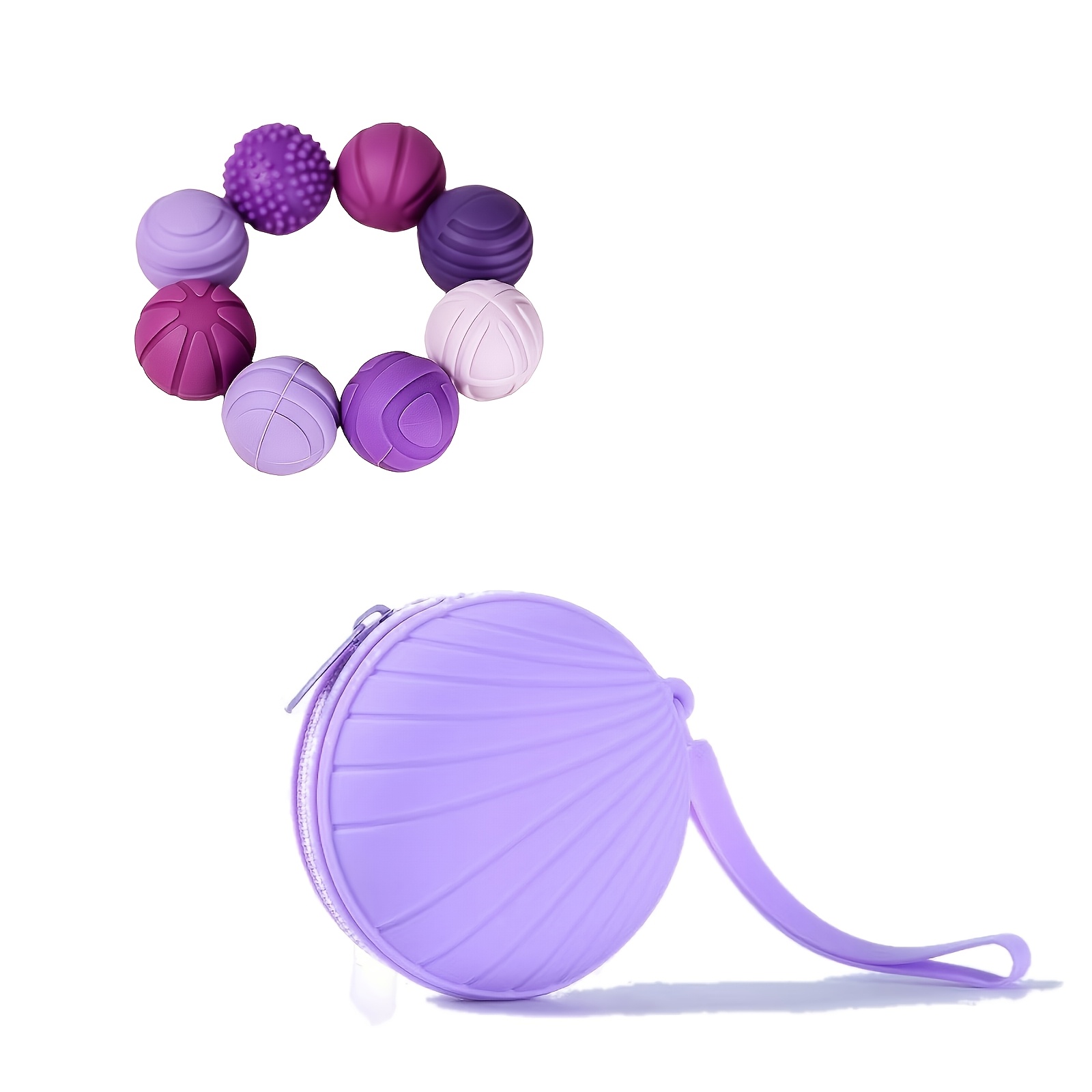 TEMU 8 balles magnétiques texturées en silicone - Exercice sensoriel silencieux pour , tactile douce avec sac de rangement portable, idéal pour les ,