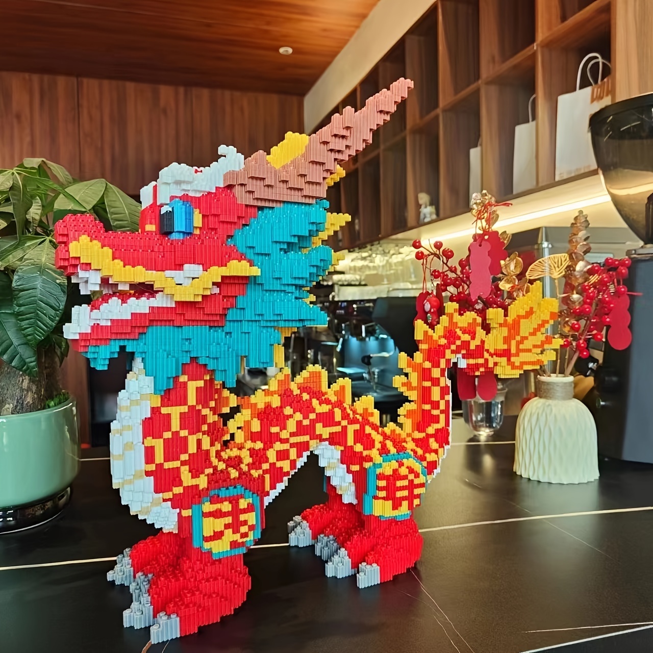 

12000-piece Chinese Dragon Building Block Kit - Educational 3d Puzzle Model For Adults & Teens, Creative Diy Assembly Toy, Puzzlogic Craft For Decoration And Gifting