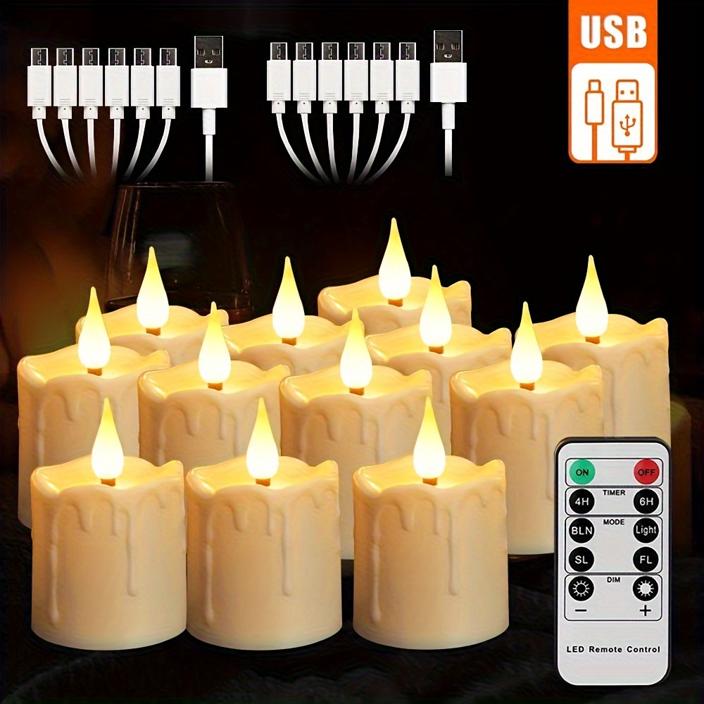 Led Flameless Candle Pack de 12 rechargeables