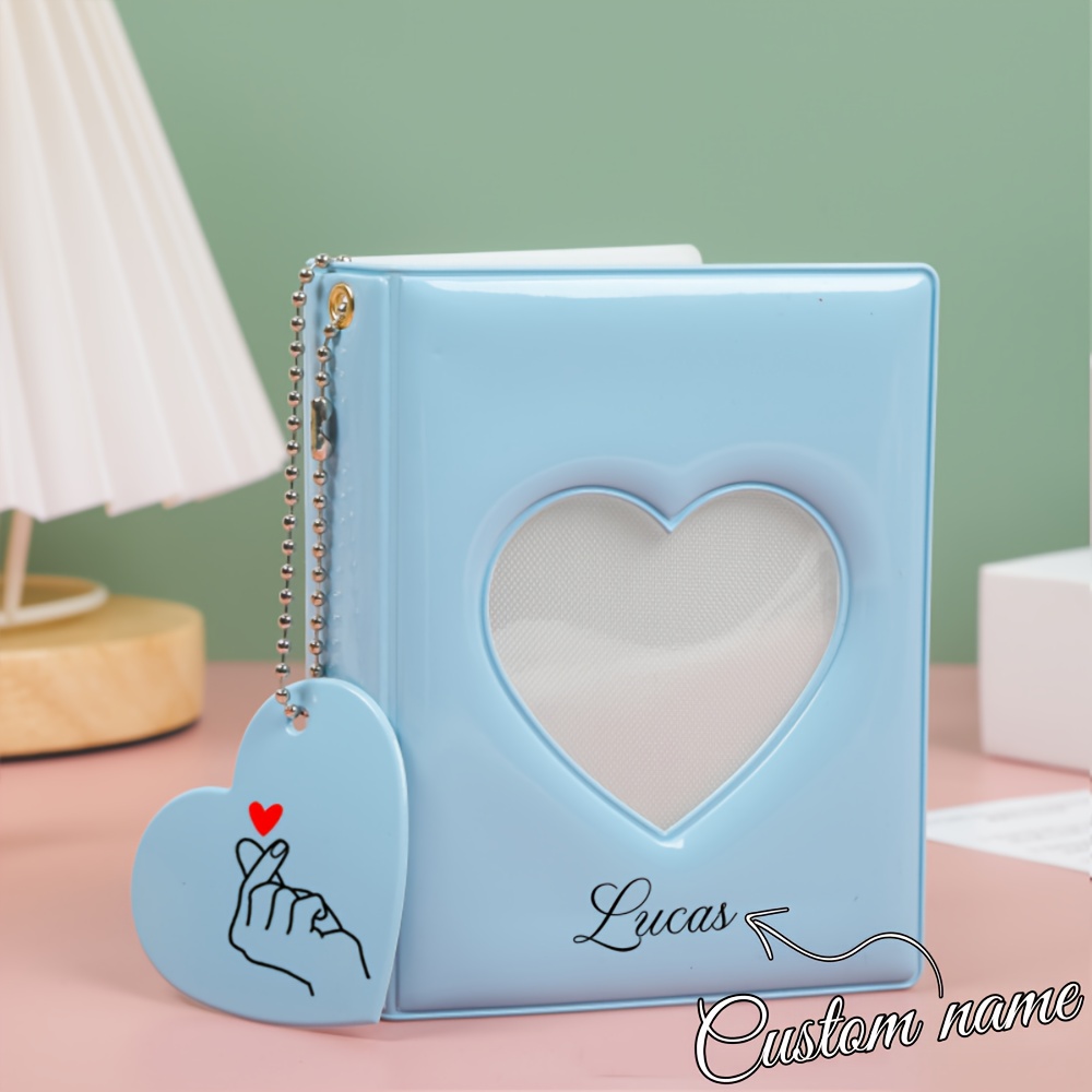 E-shop 1 Personalisierbares Fotoalbum - Individuelles 2D-Namens-Macaron-Farben PVC-Spiegel-Leder 3-Zoll Polaroid Einzeltaschen-Mini-Album, Valentinstag