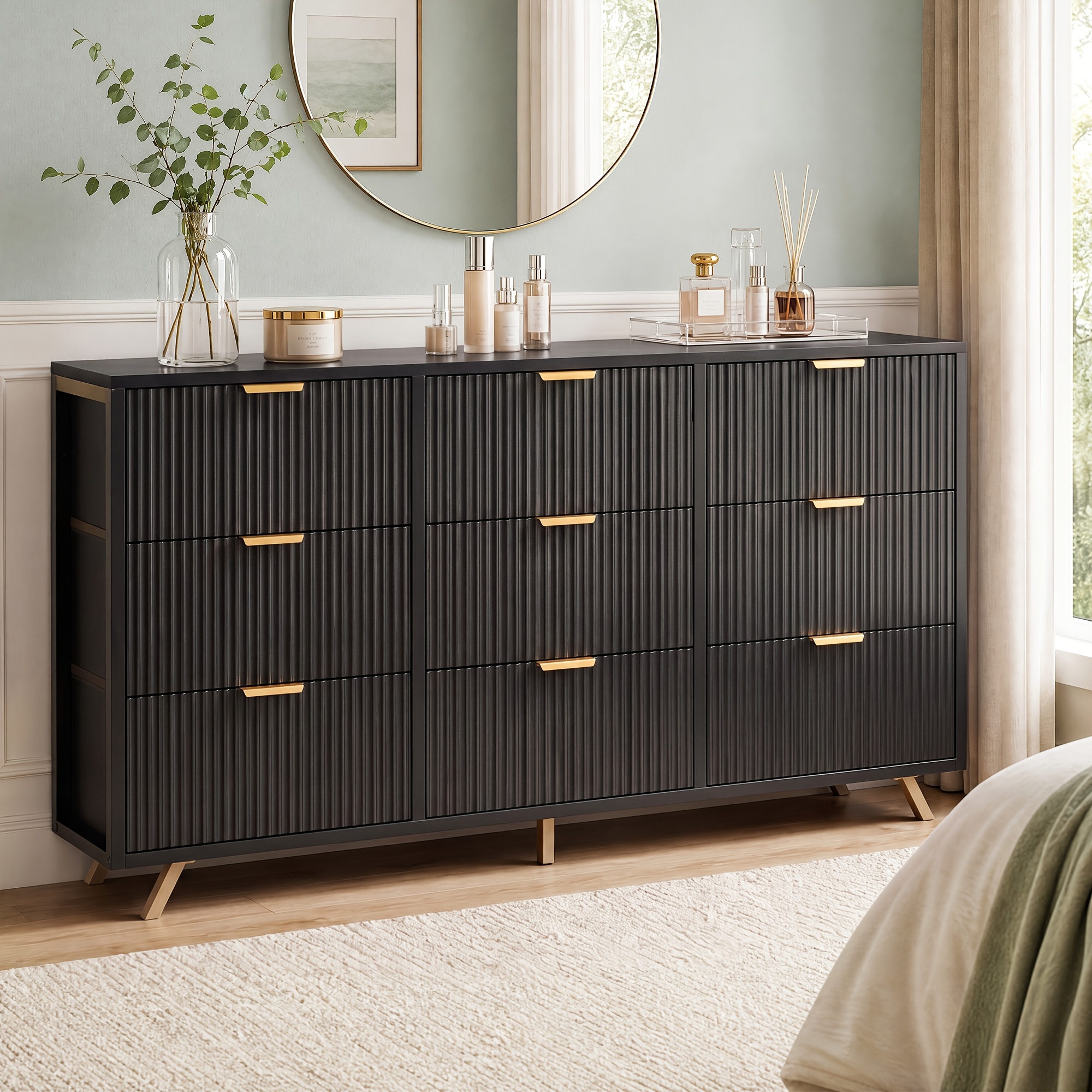 Bedroom Dresser with 9 Drawers, 57