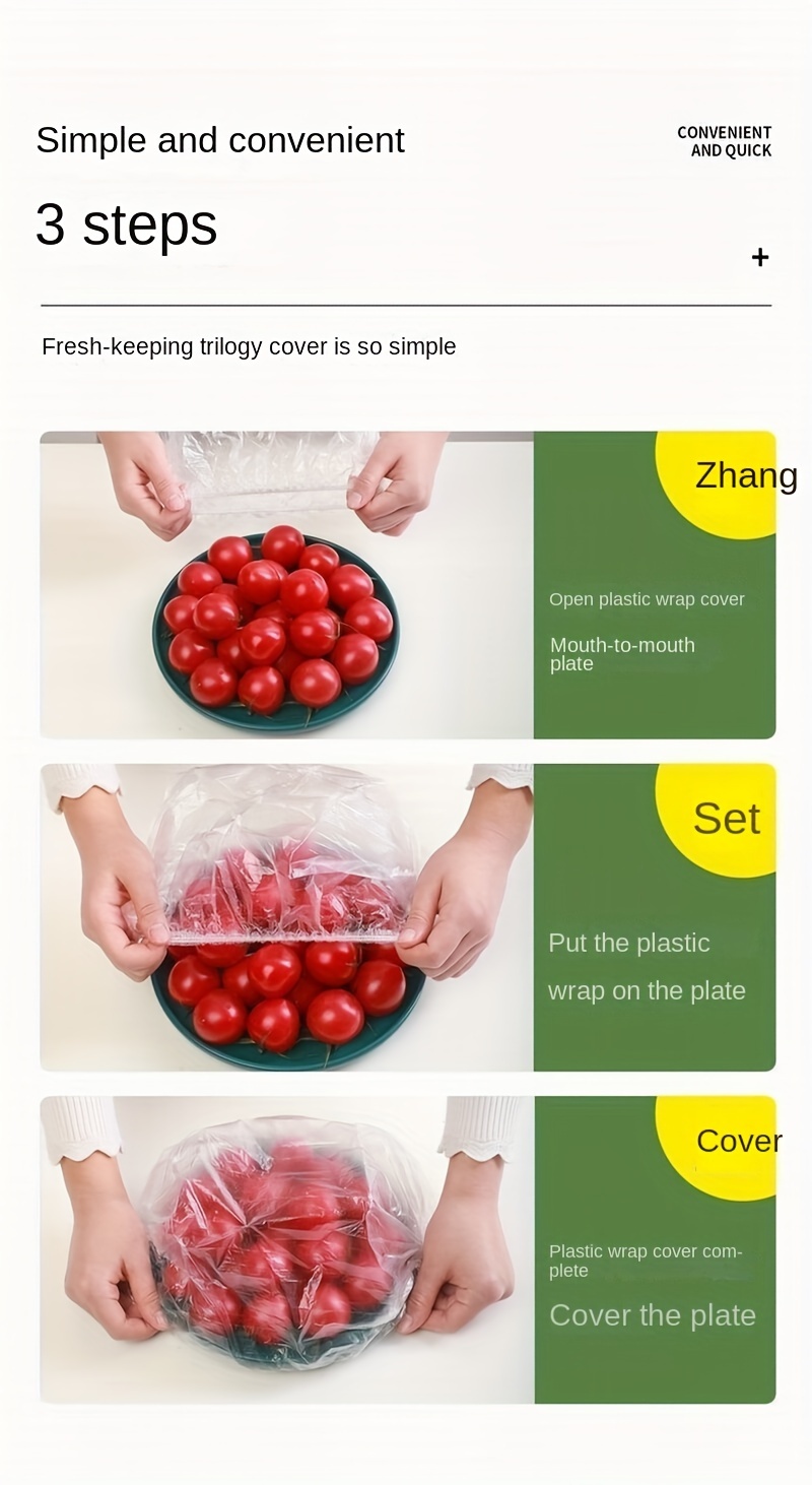 100pcs   disposable cling film food grade plastic wrap leak proof dust proof fresh keeping covers anti odor freezer seal for   fruits vegetables kitchen storage accessories details 4