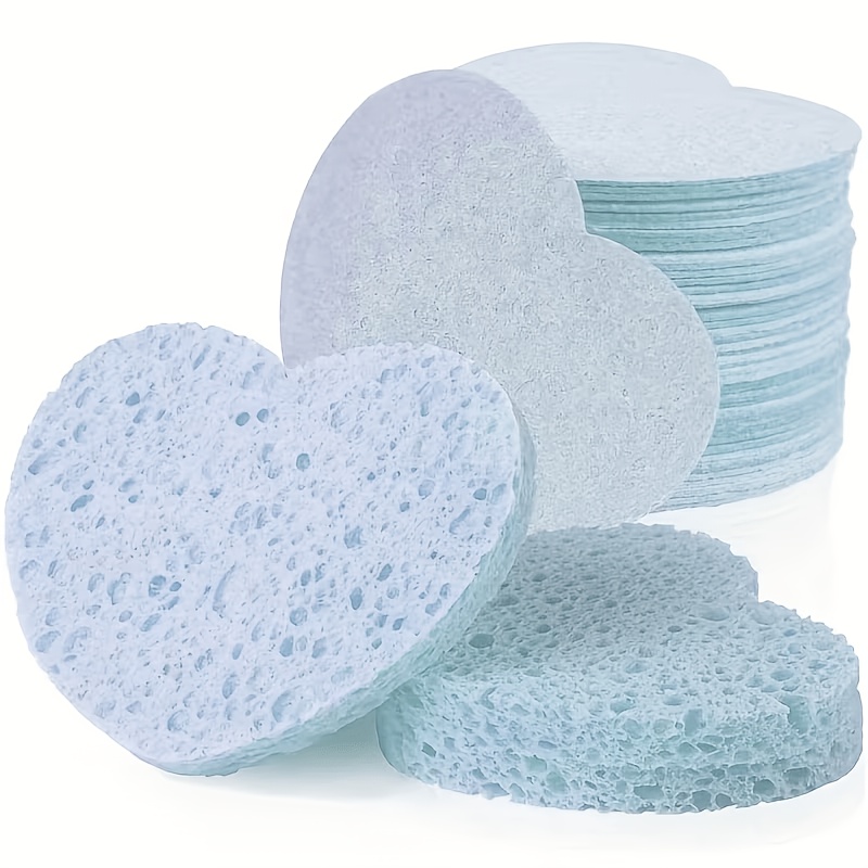 36/48pcs Heart-Shaped Compressed Facial Sponges for Cleansing
