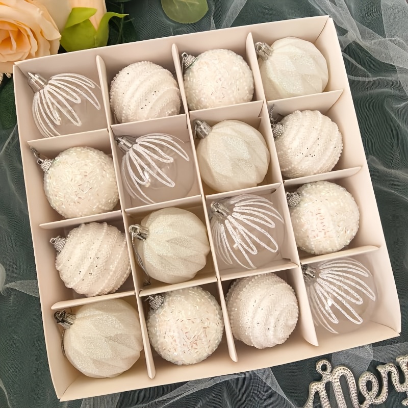 TEMU Ensemble de 16 boules décoratives de Noël de 6 cm (2,36 pouces), décorations pour Noël, cintres d' pour , convient pour : Noël, sapin de Noël,