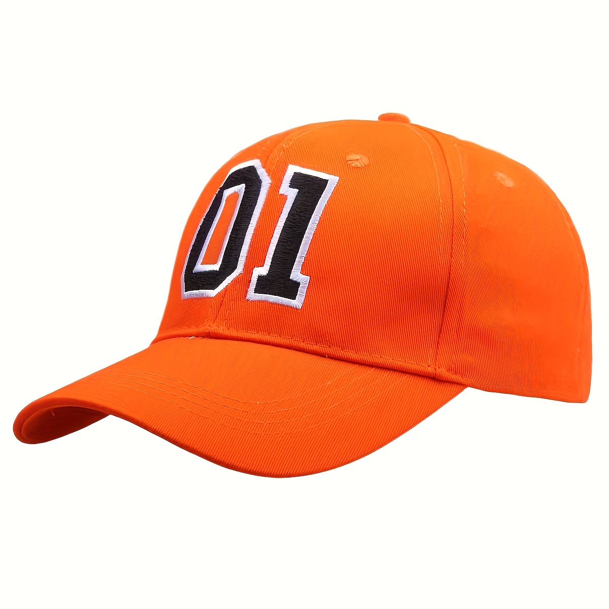 E-shop 1 Stück Orangefarbene Bestickte 01 Rennwagen Kappe Frühling und Sommer Outdoor Sport Baseball Cap Herren und Damen Universal LKW Fahrer Kappe