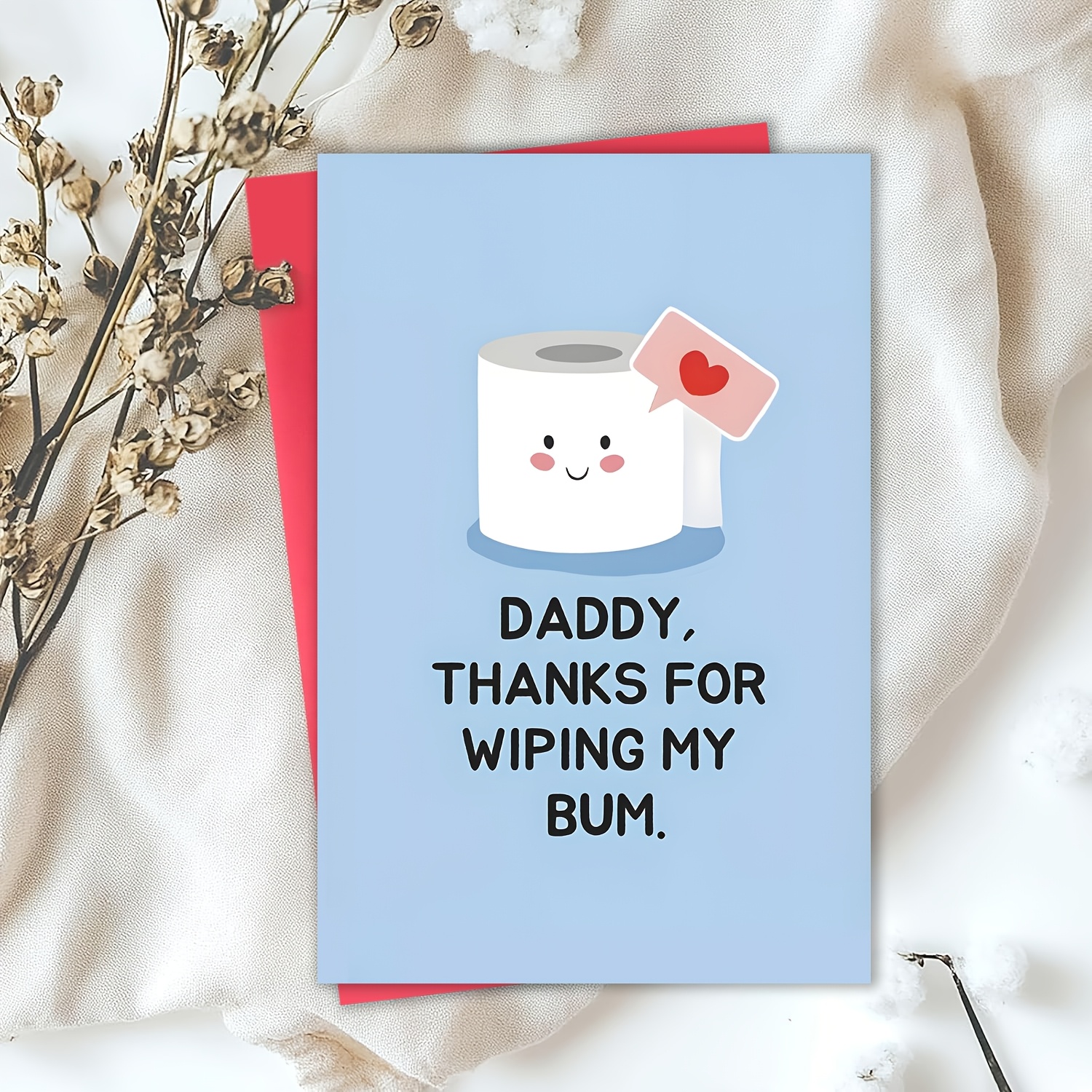 funny fathers day card with cute toilet paper illustration thank you for dad card humorous appreciation     fathers day