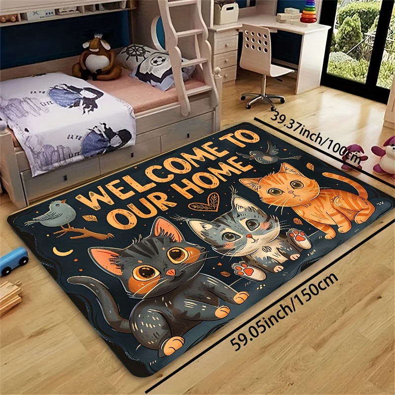 1pc cute   to   doormat machine washable polyester non slip rug pad for living room bedroom kitchen bathroom and outdoor entrance decorative absorbent anti dirty mat for home gym game room details 9