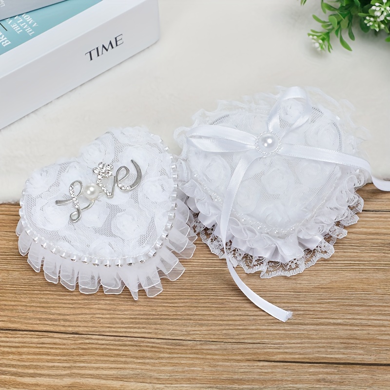 

Elegant Heart-shaped Ring Box With Lace Detail - Portable Proposal & Wedding Ring Holder,