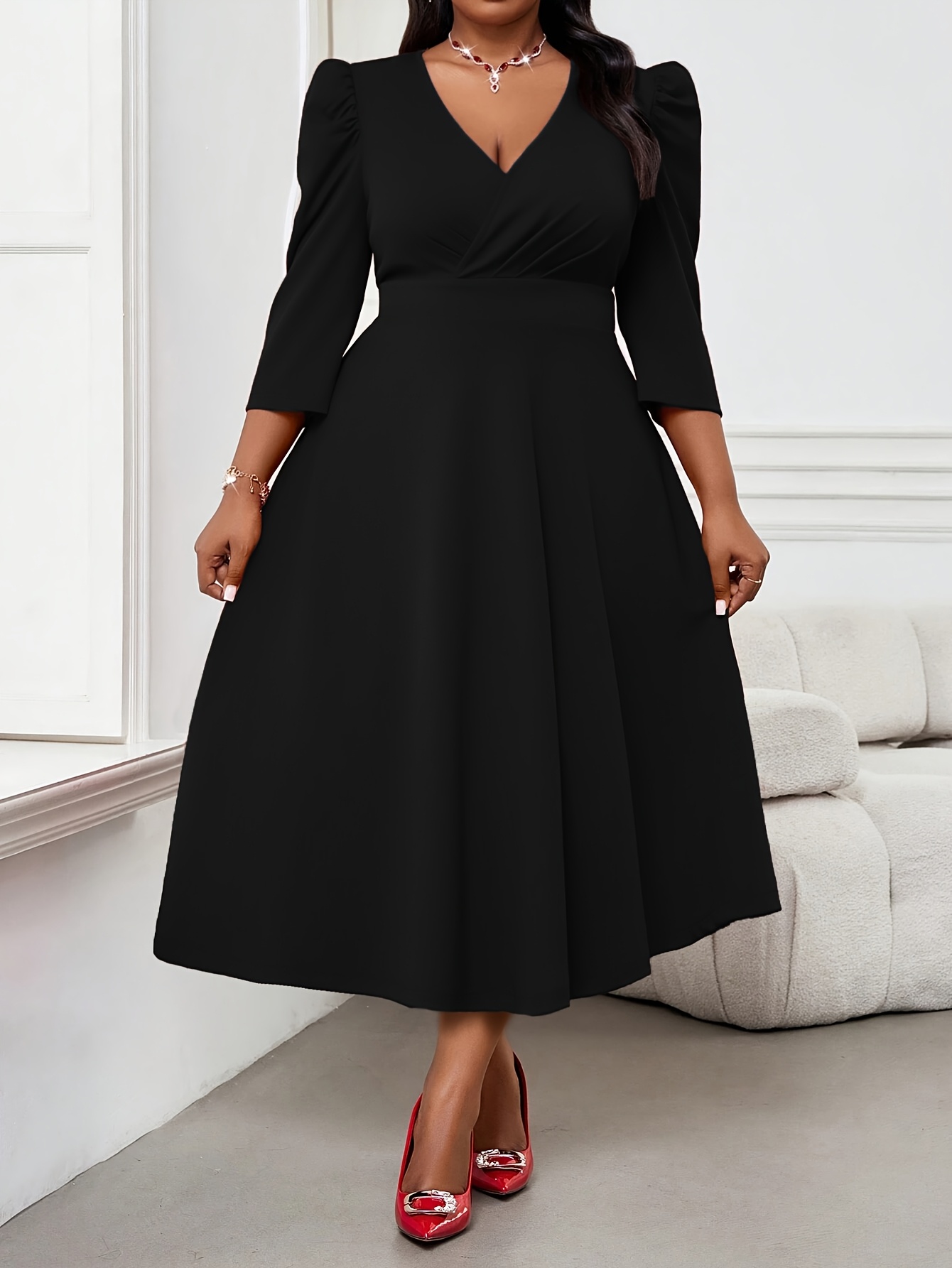 black and red formal dress plus size Poly USA W1164 Plus Size Beaded Satin Gown main image 1