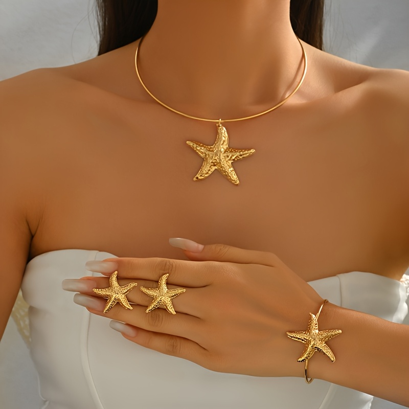 4pcs Minimalist Vacation Jewelry Set with Starfish Design