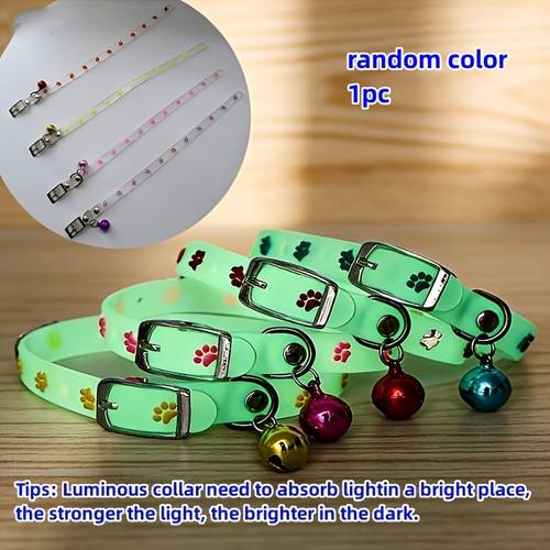 1pc collier pour animaux de compagnie couleur aléatoire, collier de nuit pour animaux, collier pour animaux avec de , collier de nuit de sécurité anti-perte, convient aux chiens et chats, couleurs variées