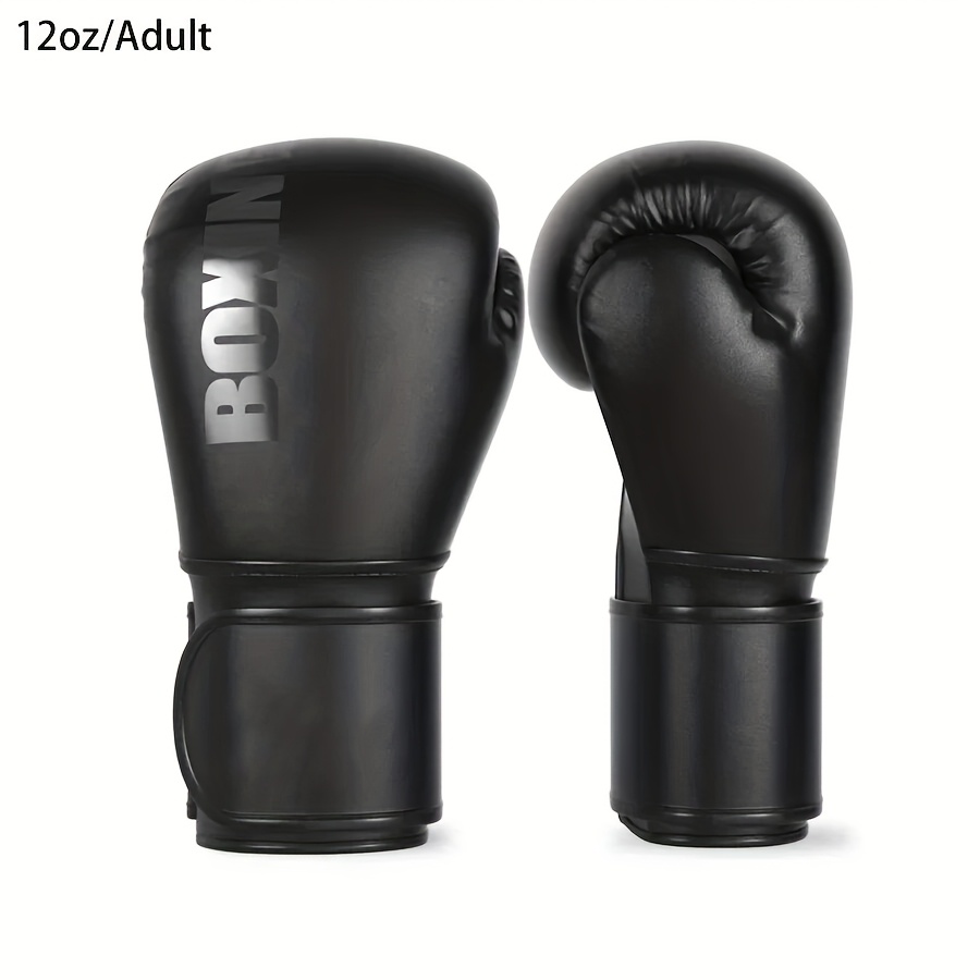 Image of Black Professional Adult Boxing Training Gloves, Made Of Durable Pu Material, Suitable For Boxing Training, Gym And Home Indoor Workouts, Unisex, A Great Gift For Boxing Enthusiasts