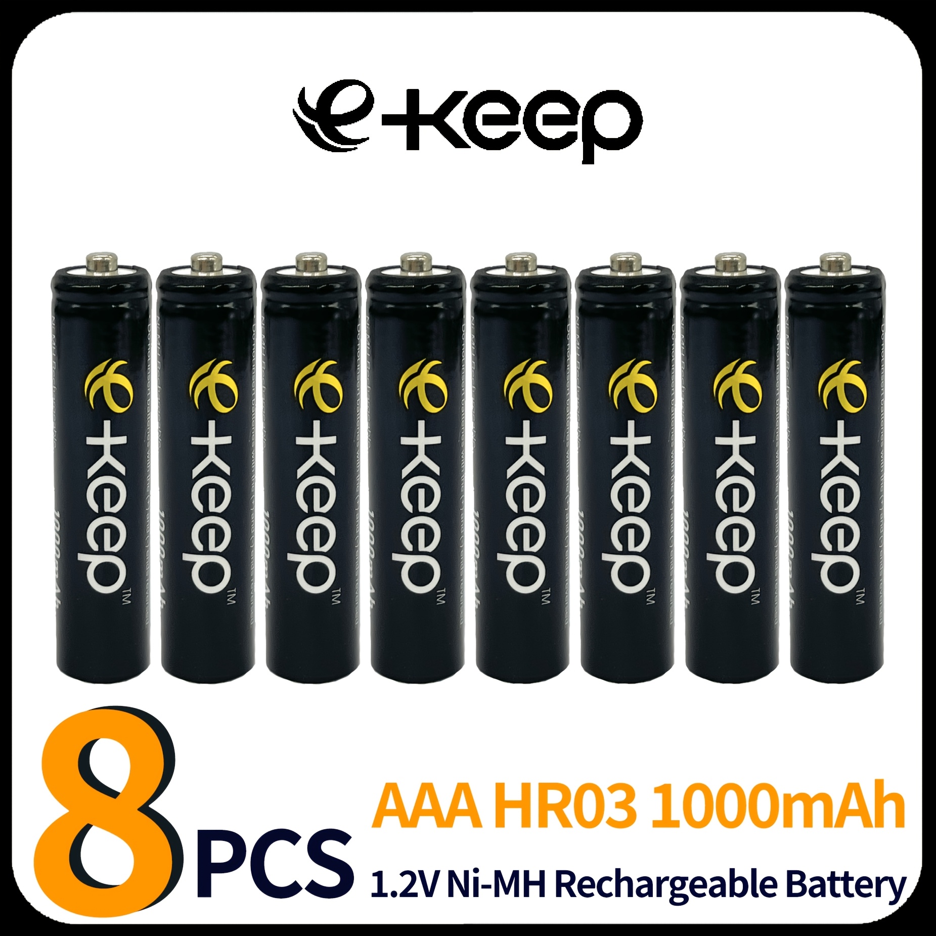 4, 8pcs, E-keep Ni-mh Rechargeable Battery 1.2v Aaa R3 1000mah. Durable And Long Lasting. For Remote Control, Alarm Clock, Doorbell, Gamepad, Flashlight.